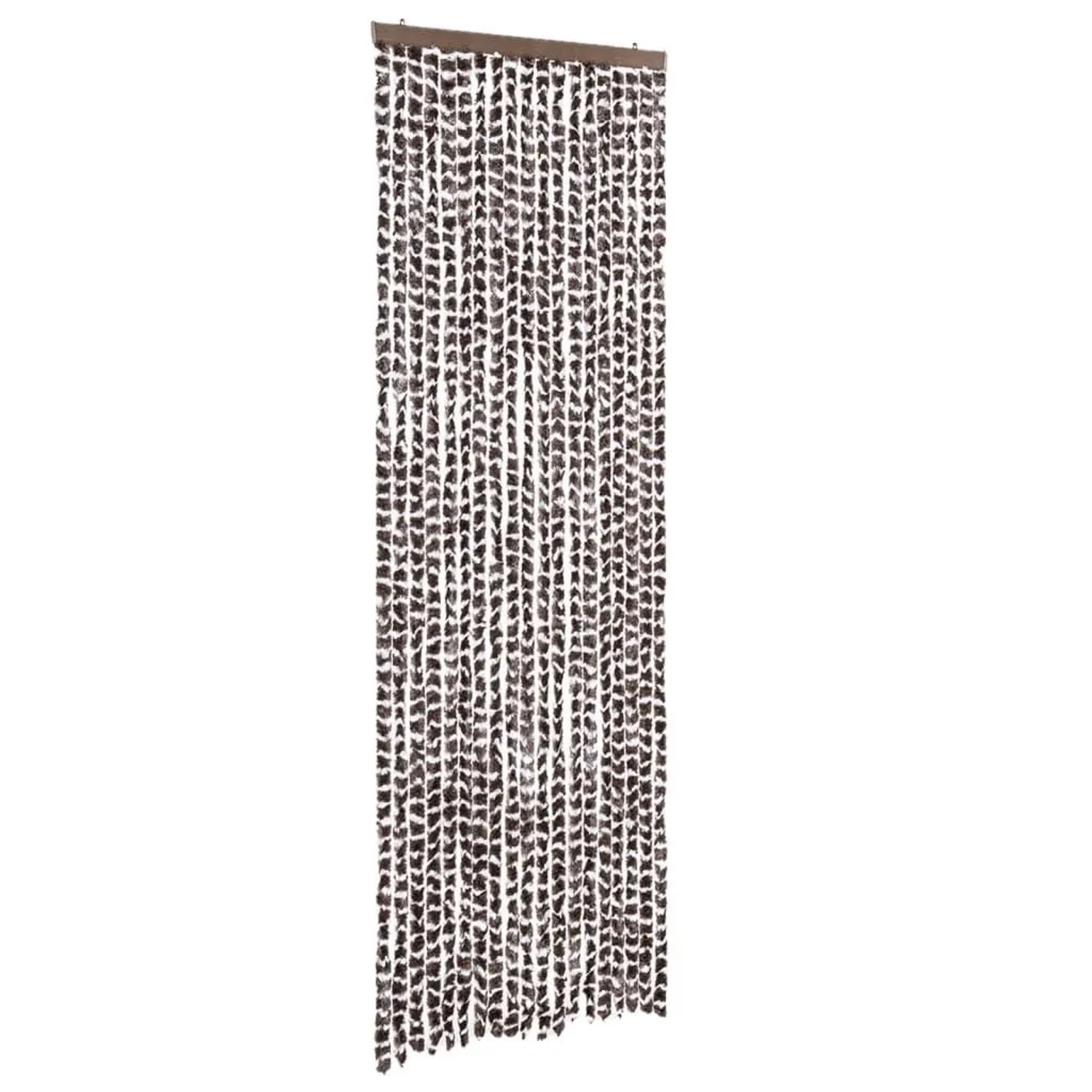 vidaXL Fliegenvorhang Braun und Weiß 56x200 cm Chenille 377391