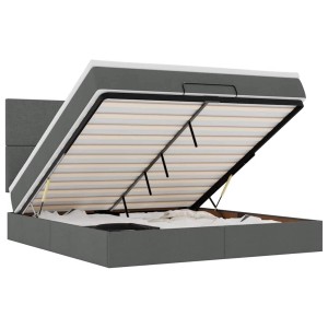 vidaXL Ottoman-Bett mit Matratze Dunkelgrau 160x200 cm Stoff 3313086