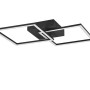 Moderne, schwarze LED-Deckenleuchte mit zwei schwenkbaren, quadratischen Elementen.