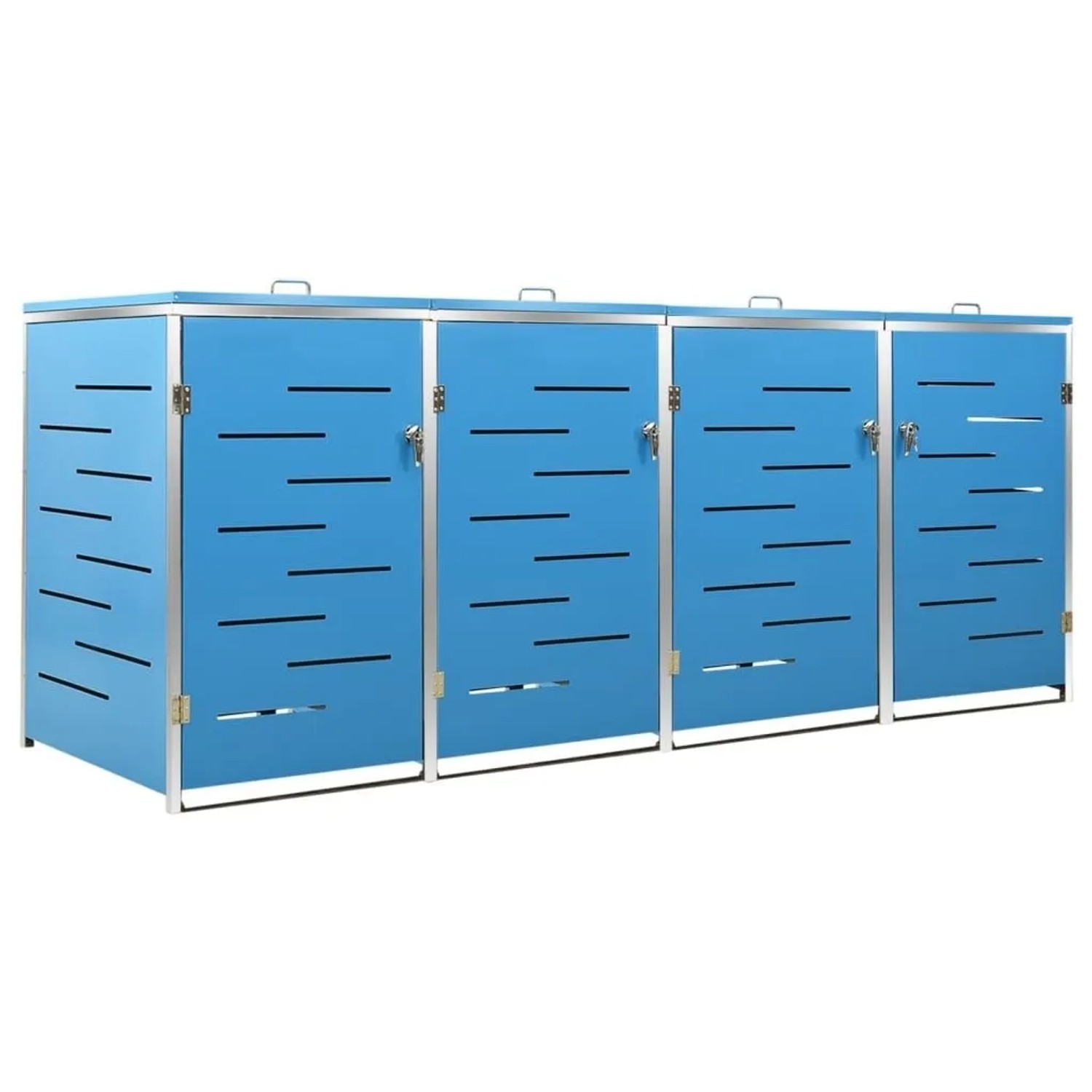 DELUKE 4er Mülltonnenbox JAGU Edelstahl Blau 115,5x276,5x77,5cm Mülltonnenverkleidung Für 4 Tonnen 240L Müllbox Aus Meta...