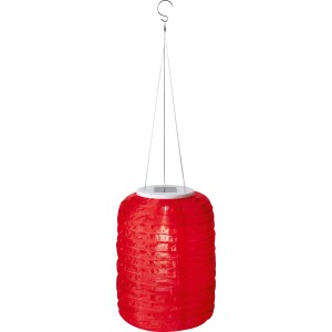 Hängende rote Solar-Laterne aus Papier mit LED-Beleuchtung für Garten und Balkon.