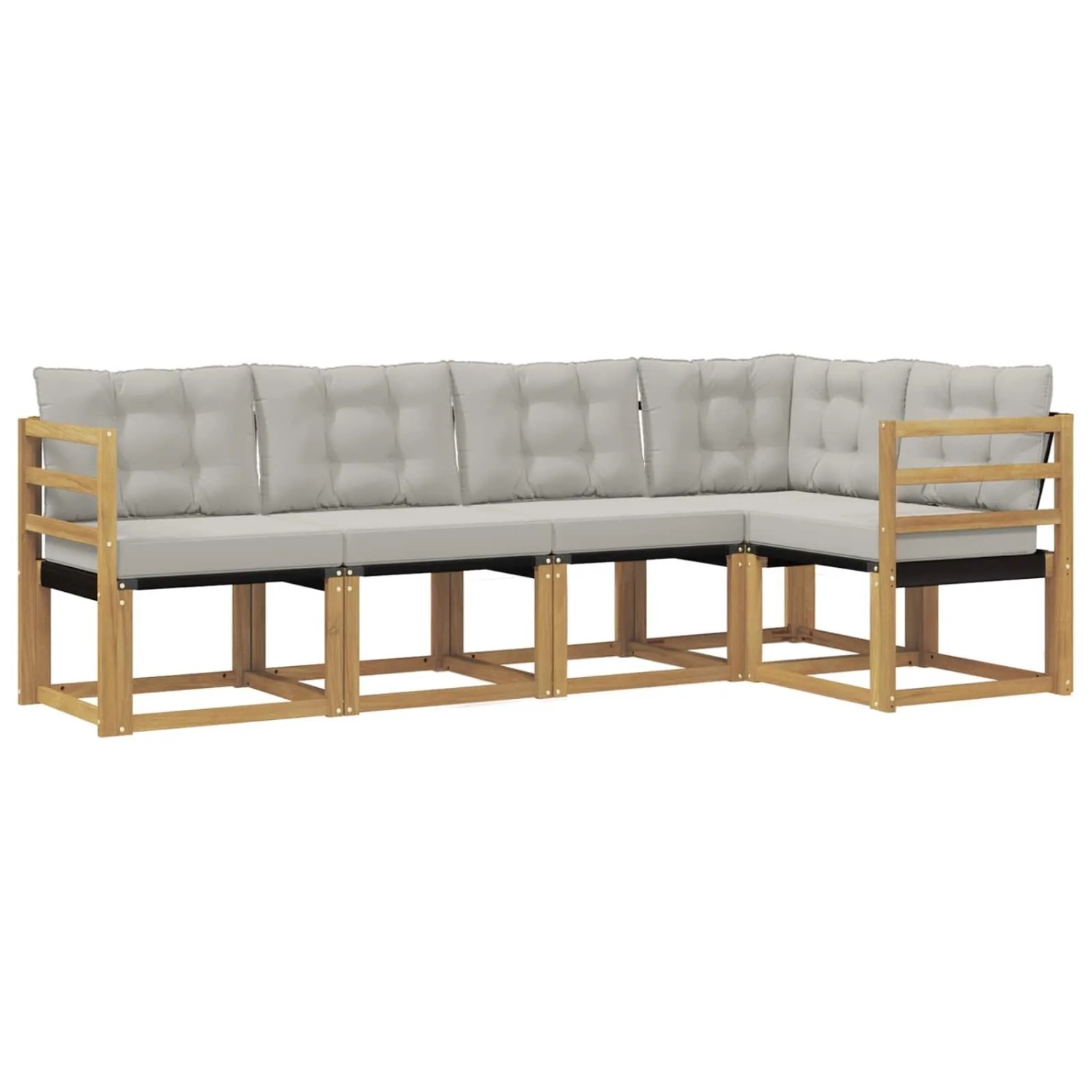 vidaXL Outdoor-Sofagarnitur mit Kissen 5-Tlg Weiß und Hellgrau 3389465