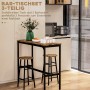HOMCOM Bartisch-Set im Industrie-Design mit Tisch und 2 Barhockern in Rustikal-Braun.