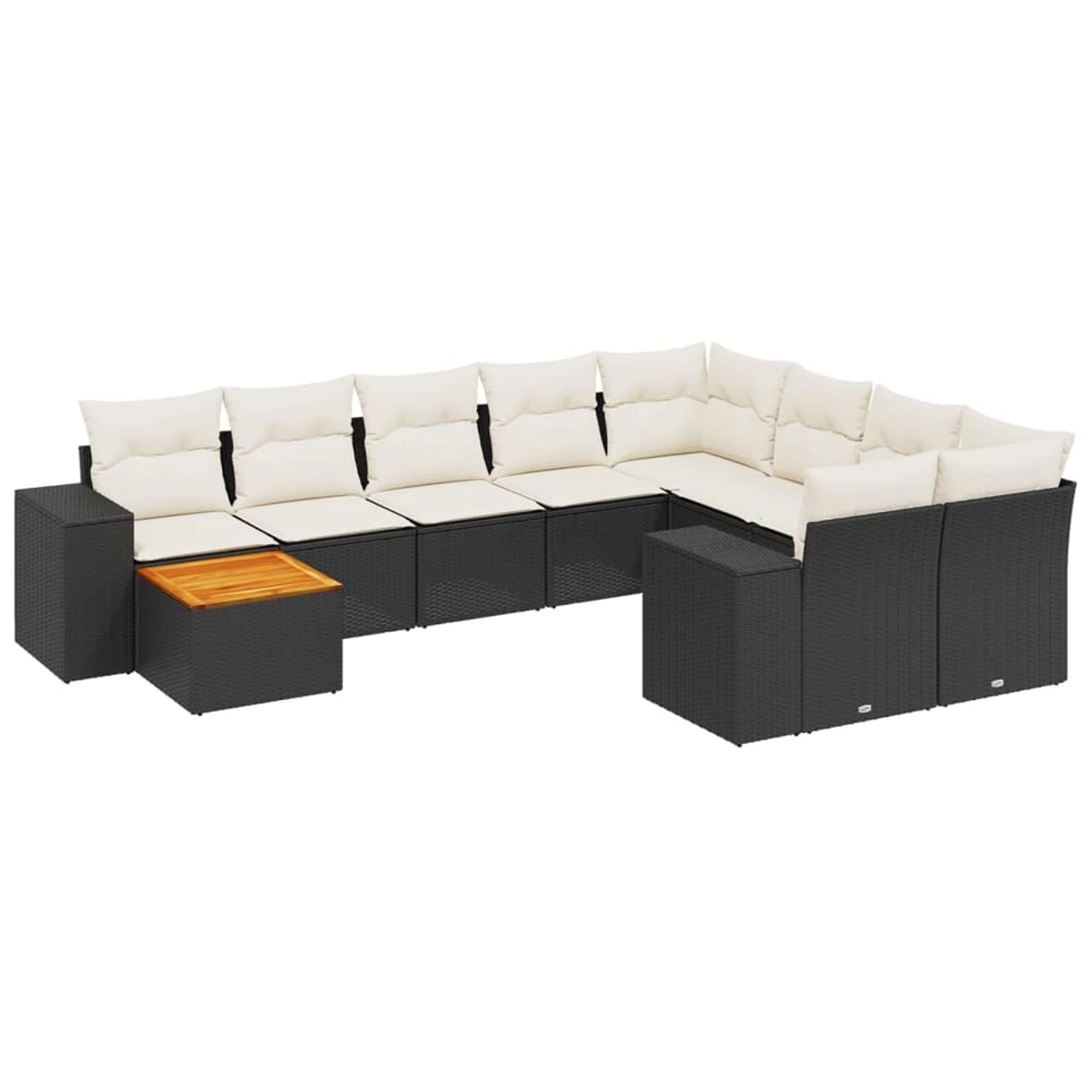 vidaXL 10-Tlg Garten-Sofagarnitur mit Kissen Schwarz Poly Rattan 3257939 günstig online kaufen