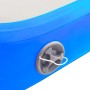 Nahaufnahme des grauen Ventils an der blauen aufblasbaren vidaXL Gymnastikmatte aus PVC. Sport & Fitnessgerät.
