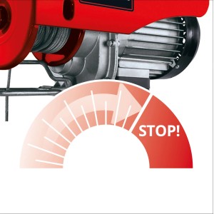 Detailaufnahme Einhell TC-EH 500 Seilhebezug mit roter Stop-Anzeige.