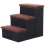 PawHut Haustiertreppe, faltbar, 3 Stufen, schwarz mit braunen Stufen, mit Stauraum.