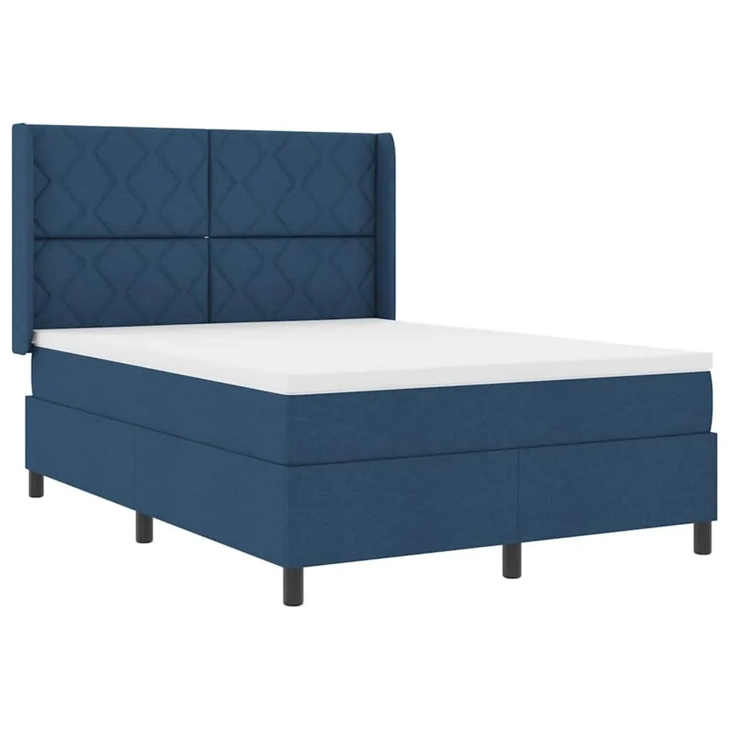 vidaXL LED Boxspringbett mit Matratze Blau 160 x 200 cm Stoff 3343580