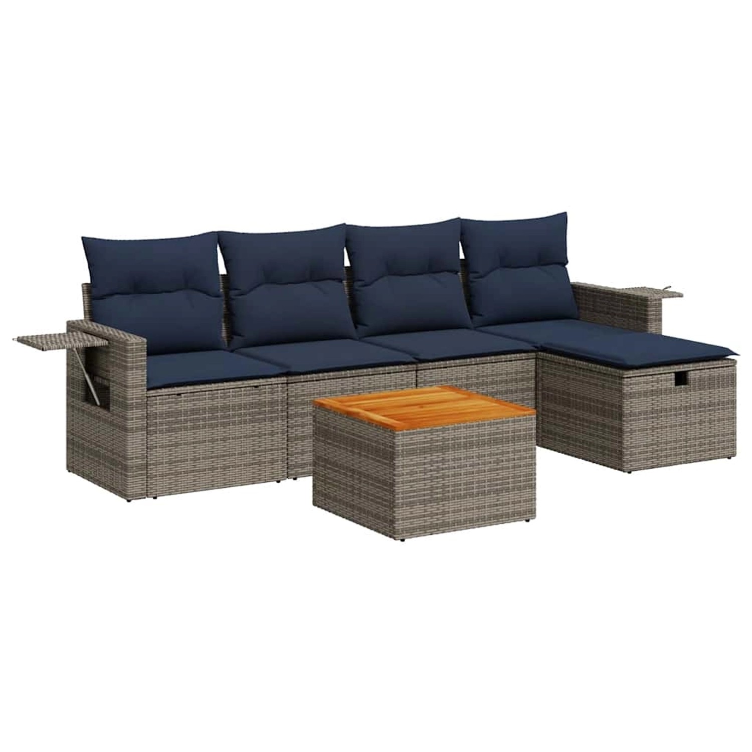 vidaXL 6-Tlg Garten-Sofagarnitur mit Kissen Grau Poly Rattan 3325813 günstig online kaufen