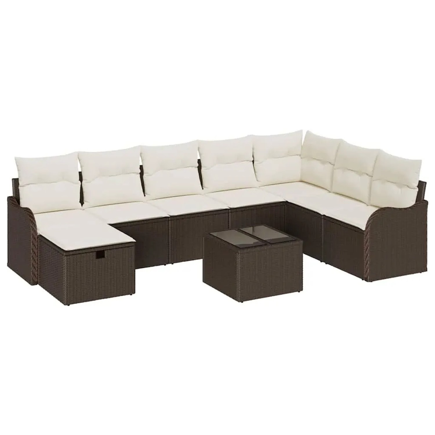 vidaXL Sofa Set mit Kissen 9-Tlg Braun und Creme Poly-Rattan 3359037 günstig online kaufen