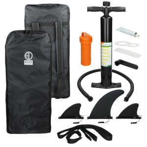 Zubehörset für ECD Germany Stand Up Paddle Board Makani: Tasche, Pumpe, Finnen, Reparaturset.