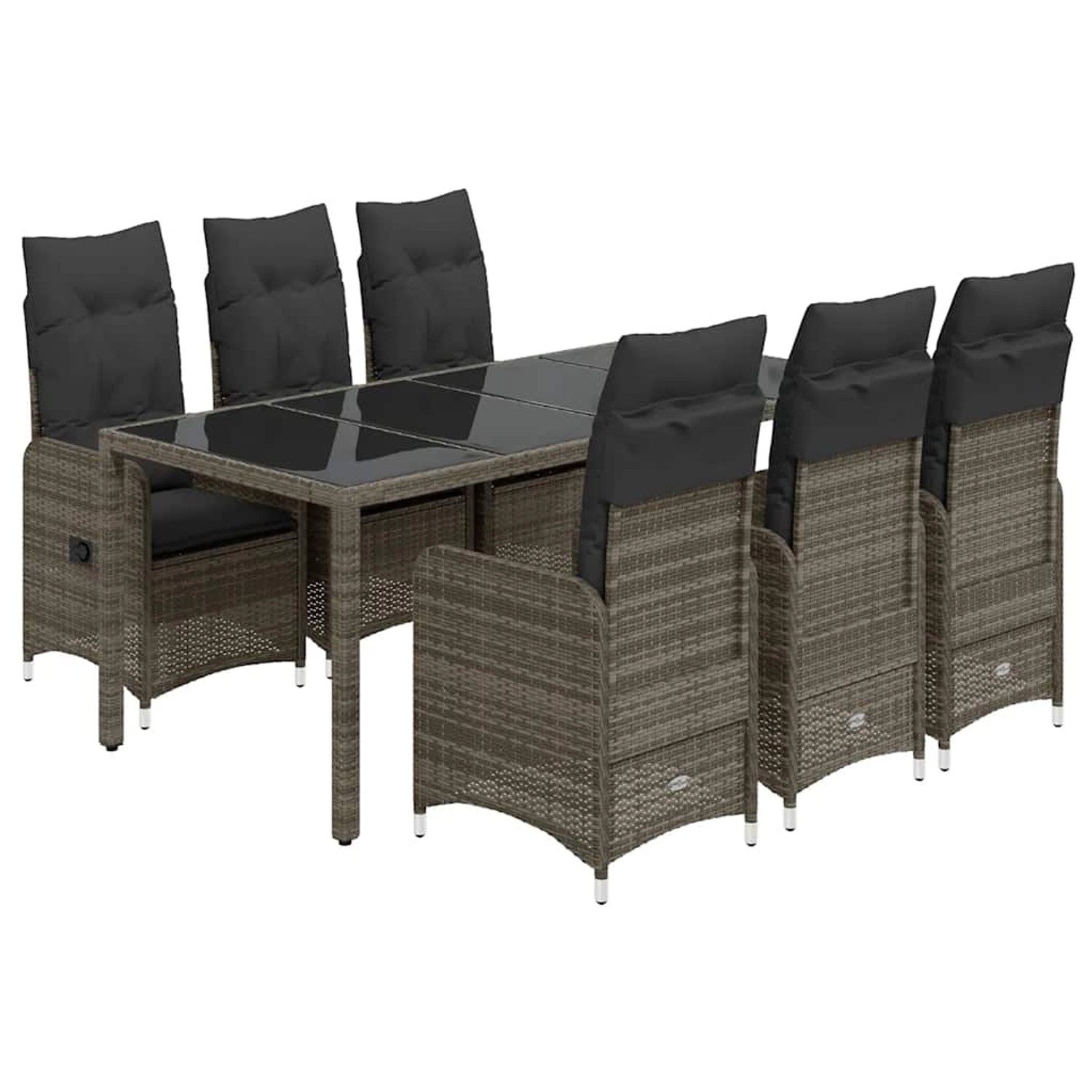 vidaXL 7-Tlg Garten-Bistro-Set mit Kissen Grau Poly Rattan 3277037