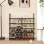 Schwarzes Songmics Schuhregal mit 10 Ebenen und diversen Schuhen.