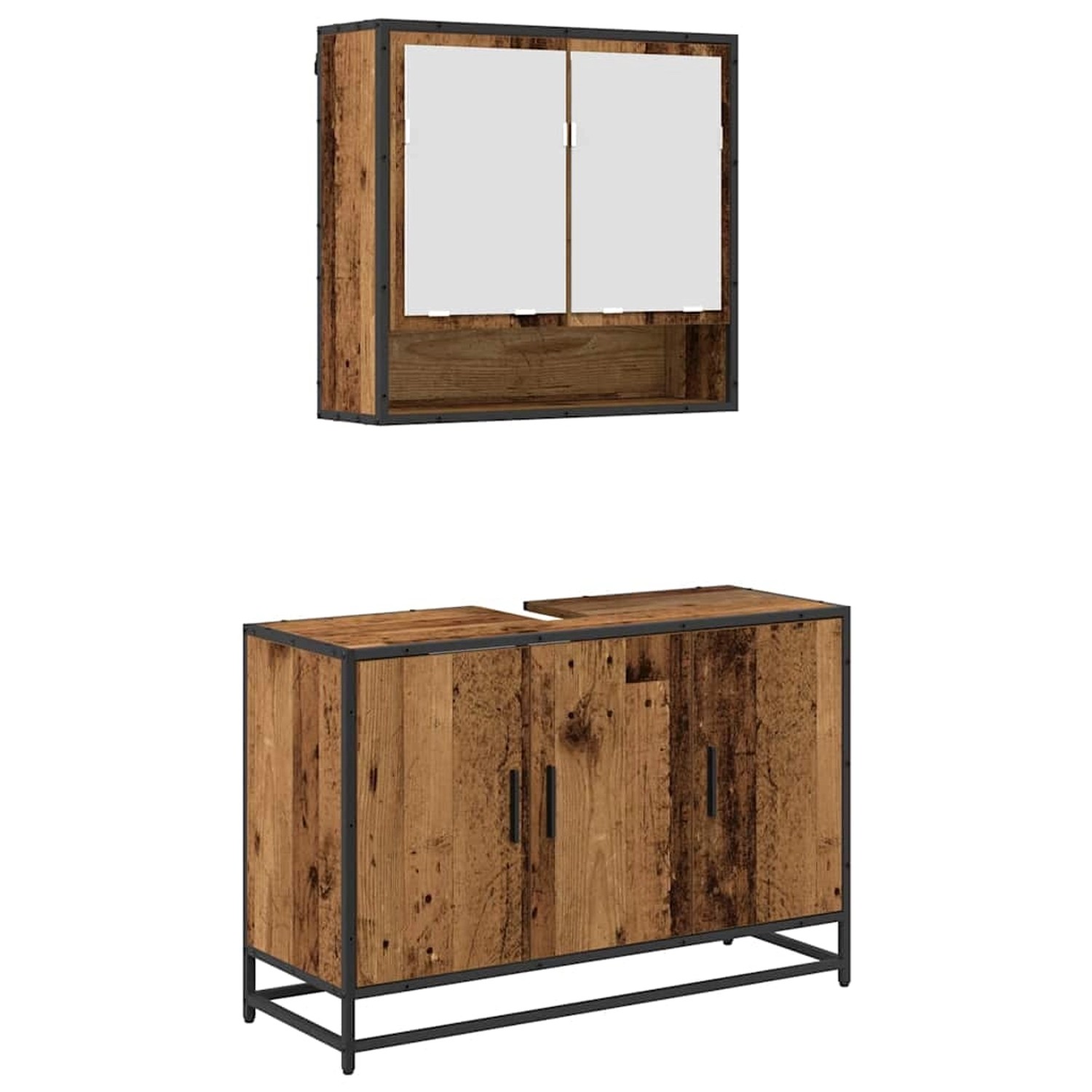 vidaXL Badezimmermöbel-Set mit Regal 2-Tlg Altholz Holzwerkstoff 3402387 günstig online kaufen