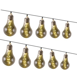 Marelida LED Solar Lichterkette 10 Glühbirne Rauchig Grau 4,5m 2Modi Retro Garten Balkon