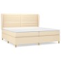 Cremefarbenes vidaXL Boxspringbett 200x200 cm mit Matratze und Kopfteil.