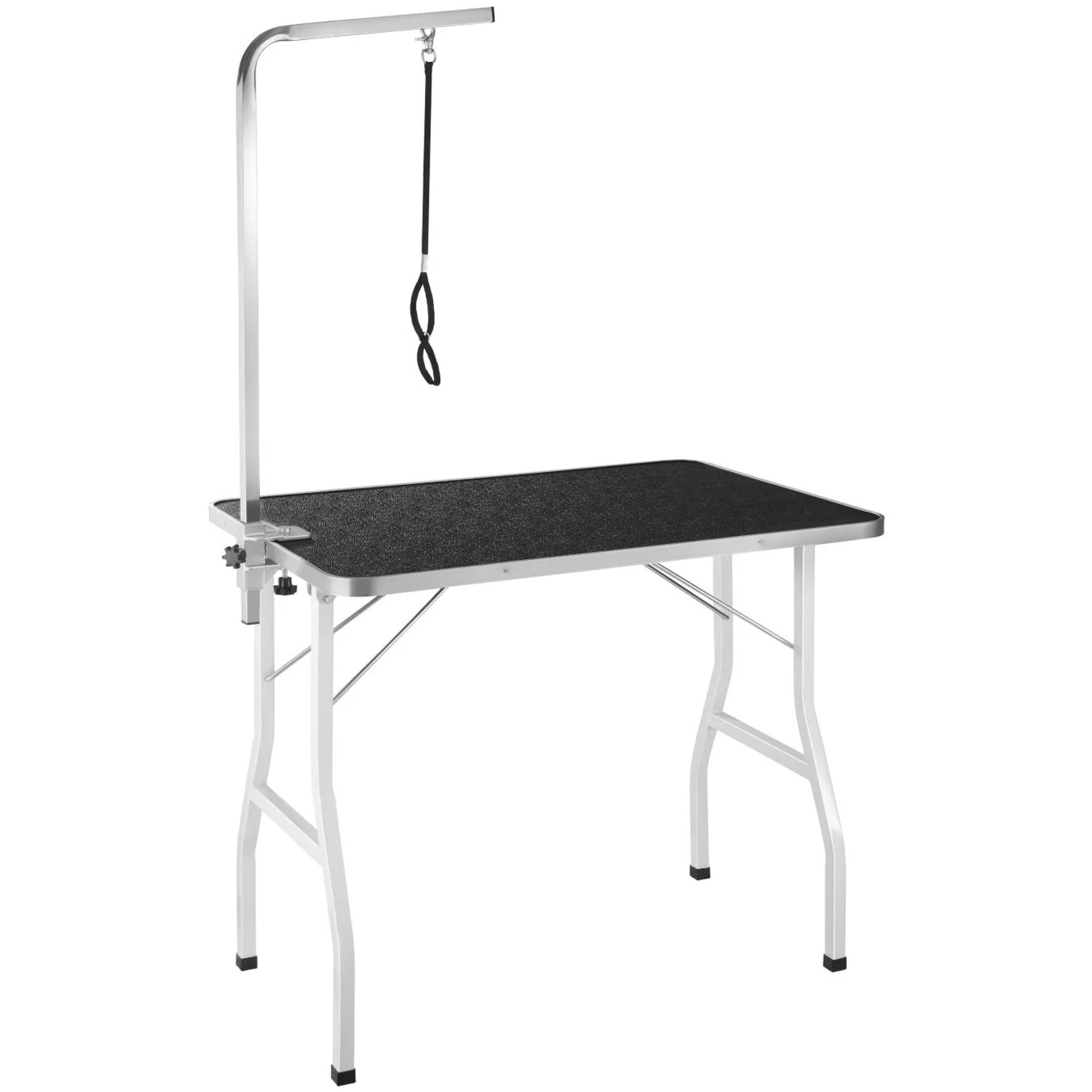 Tectake Trimmtisch  Mit Höhenverstellbarem Galgen Klappbar  98 x 60 x 156 50 cm Schwarz Weiß