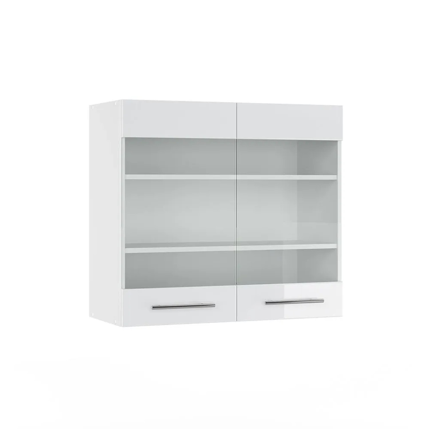 Vicco Küchenglasschrank Fame-Line Glashängeschrank Weiß Hochglanz Weiß 80 cm
