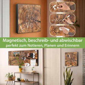 Banjado Schlüsselkasten Metall 30x30cm mit Jahresringe-Motiv. Magnetisch, beschreib- und abwischbar für Notizen in der Garderobe.