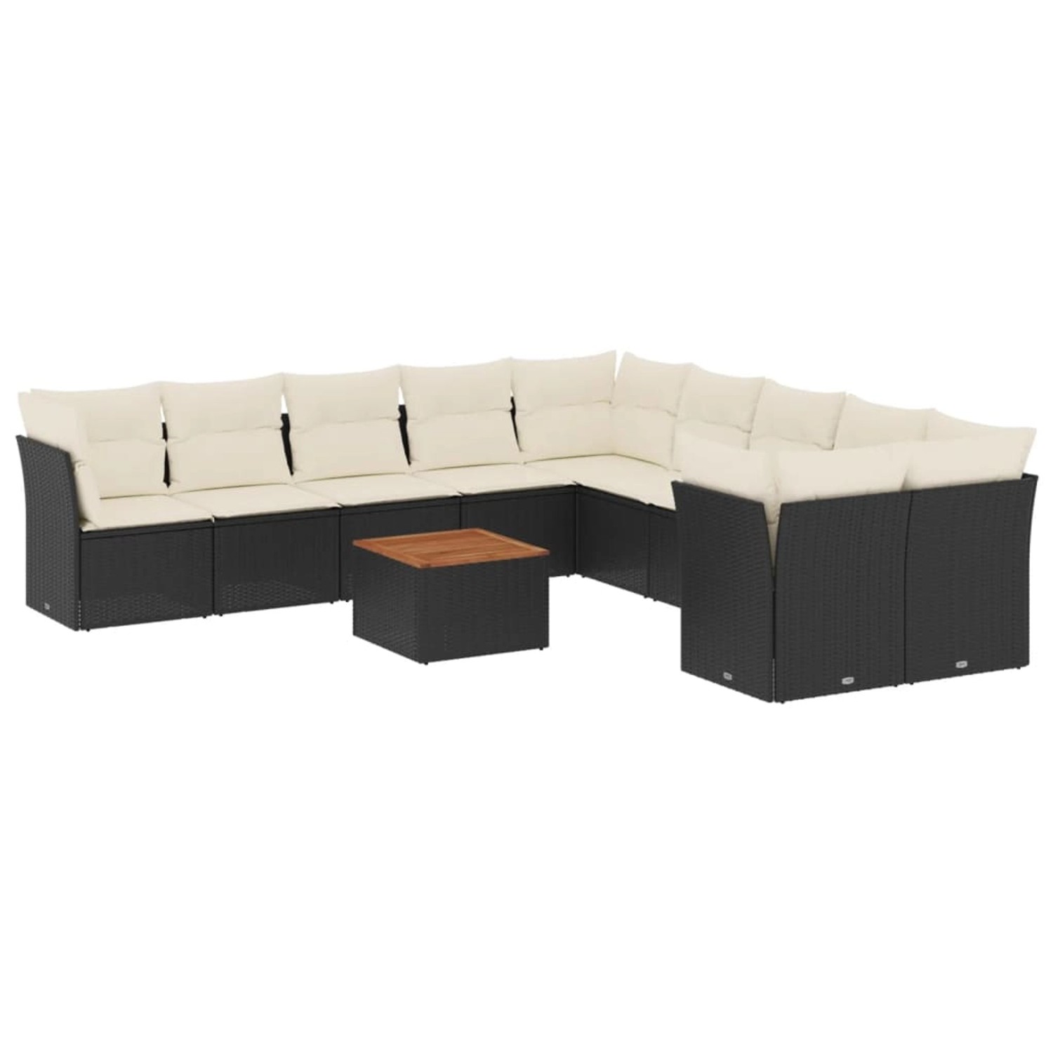 vidaXL 11-Tlg Garten-Sofagarnitur mit Kissen Schwarz Poly Rattan 3256182 günstig online kaufen