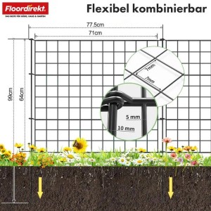 Floordirekt Zaun-Set Pablo Gitterzaun Freigehege 5-teilig 3,5 m Steckzaun Anthrazit
