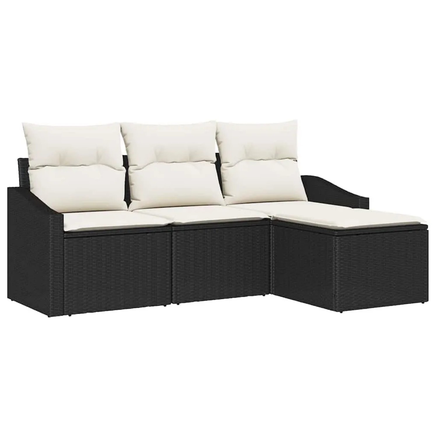 vidaXL Sofa Set mit Kissen 4-Tlg Schwarz und Creme Poly-Rattan 3355336 günstig online kaufen