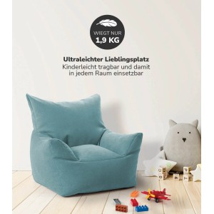 Petrolfarbener mokebo Kindersessel 'Der Pausenheld' aus Stoff, ein bequemer Kindersitzsack.