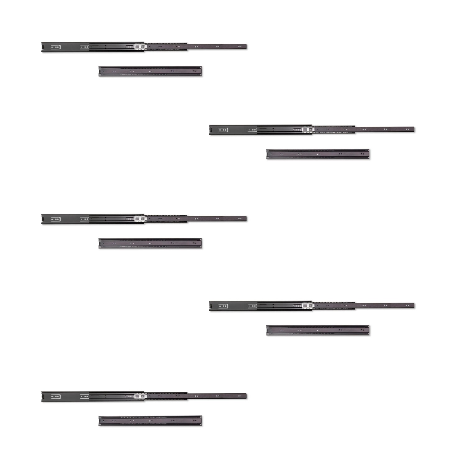 Emuca 5er Satz Kugelführungen Höhe 45mm Tiefe 450mm Vollauszug Schwarz