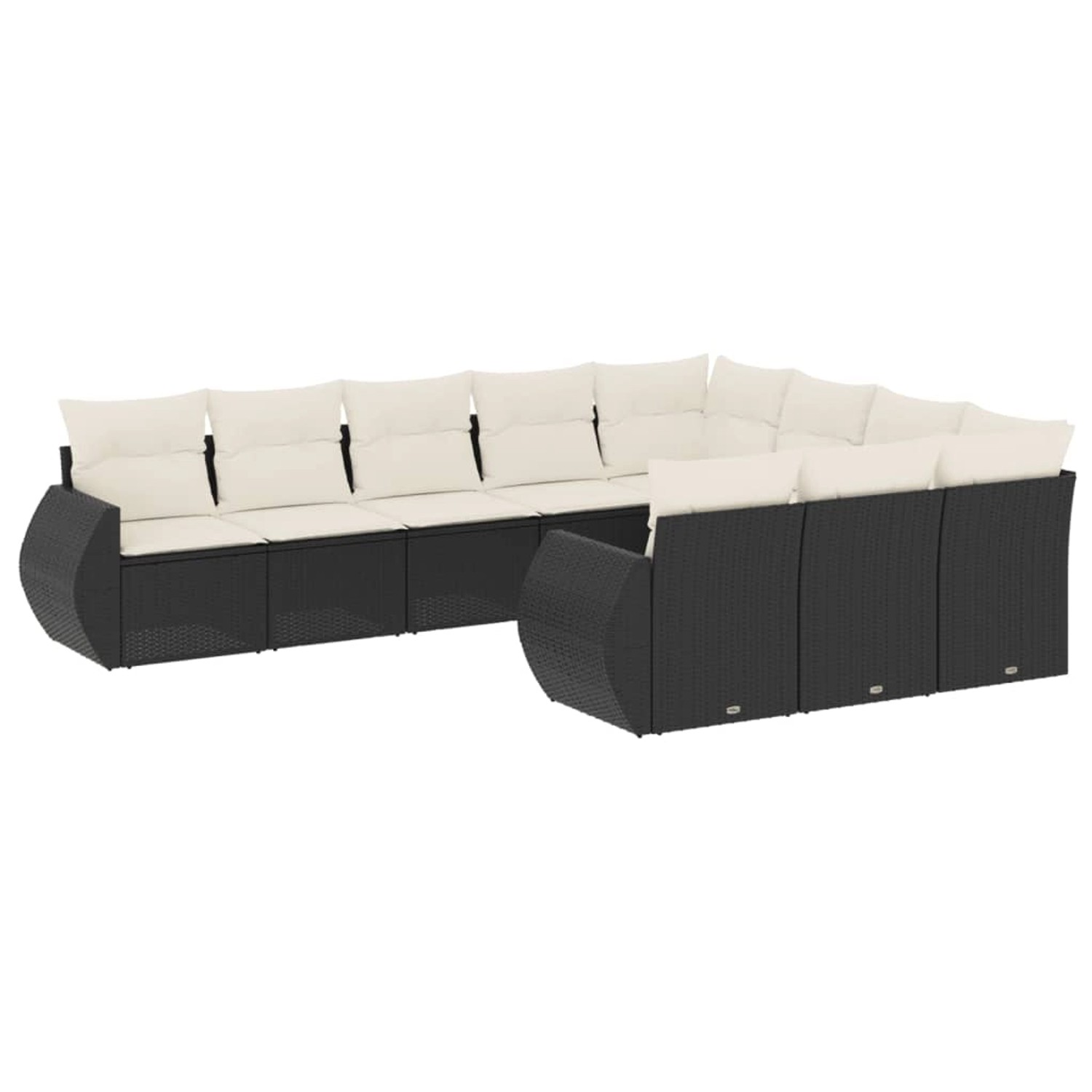 vidaXL 10-Tlg Garten-Sofagarnitur mit Kissen Schwarz Poly Rattan 3254223 günstig online kaufen