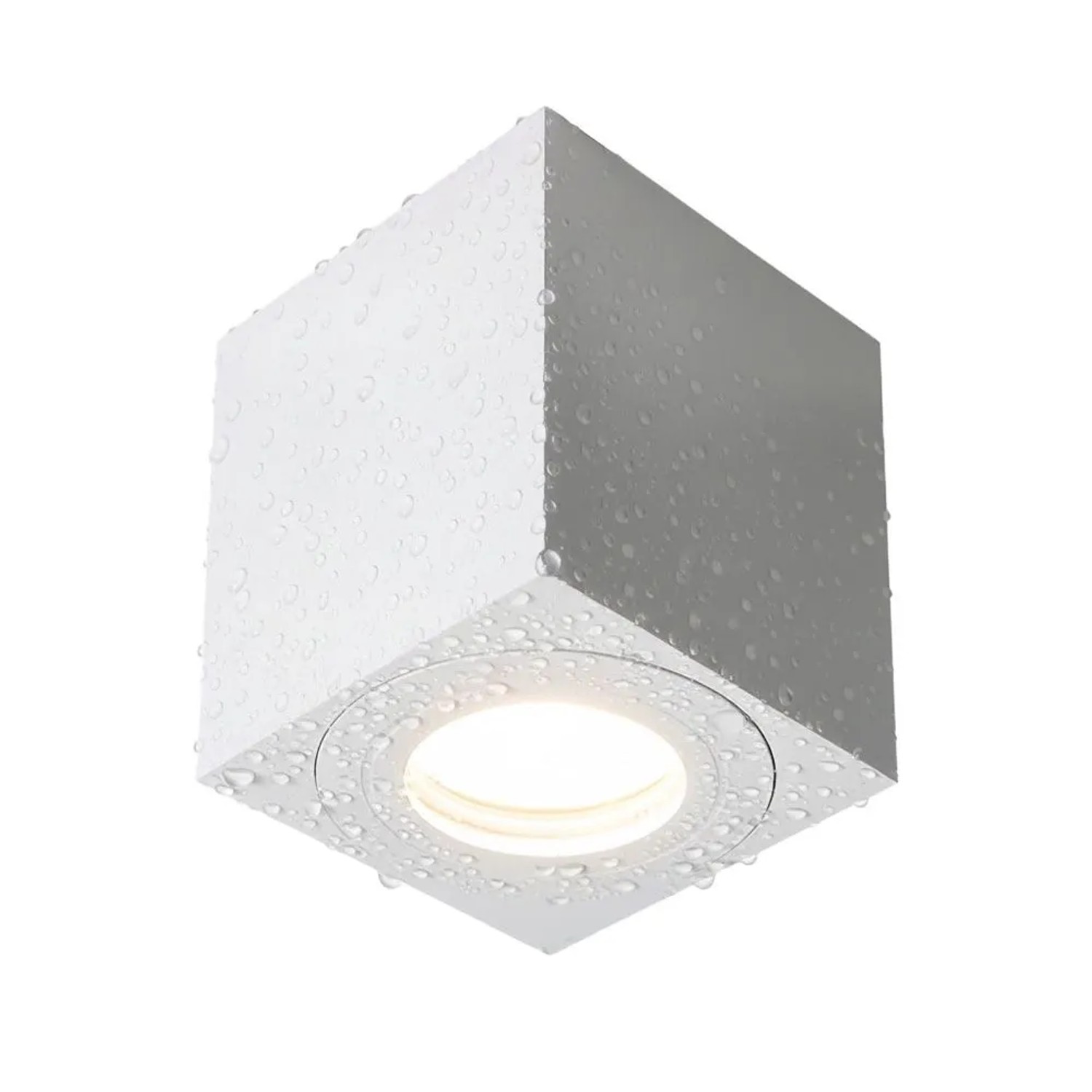 EDO Aufbauspot GU10 IP44 Eckig Weiß 80 x 80 x 95 mm Deckenspot Deckenstrahler Aufbaustrahler Schwenkbar Aluminium LARKS