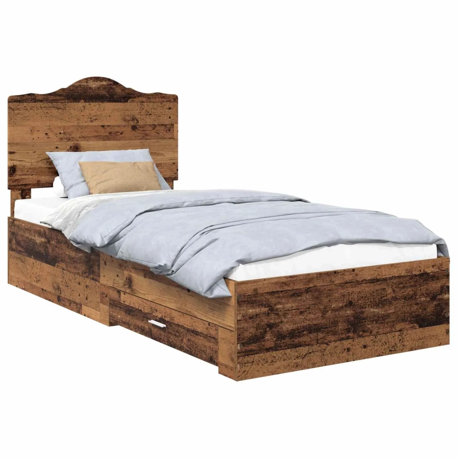 vidaXL Bettrahmen mit Kopfteil Altholz 90 x 200 cm Holzwerkstoff 3413655