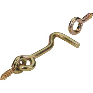 Verzinkter Hettich Sturmhaken mit Öse, 23x76mm, für Türen und Tore.