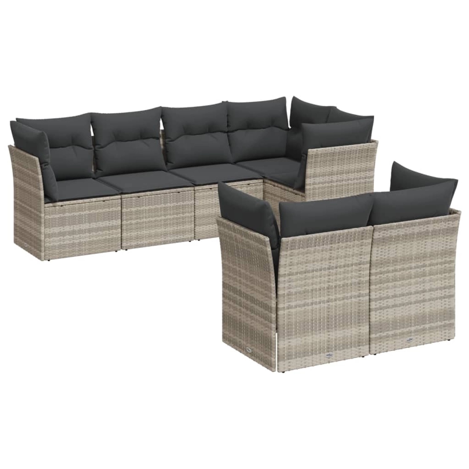 vidaXL 7-Tlg Garten-Sofagarnitur mit Kissen Hellgrau Poly Rattan 3249741 günstig online kaufen
