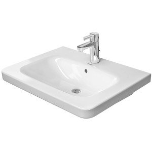 Weißes Duravit DuraStyle Möbelwaschbecken, 65 cm, mit Hahnloch und WonderGliss Beschichtung.