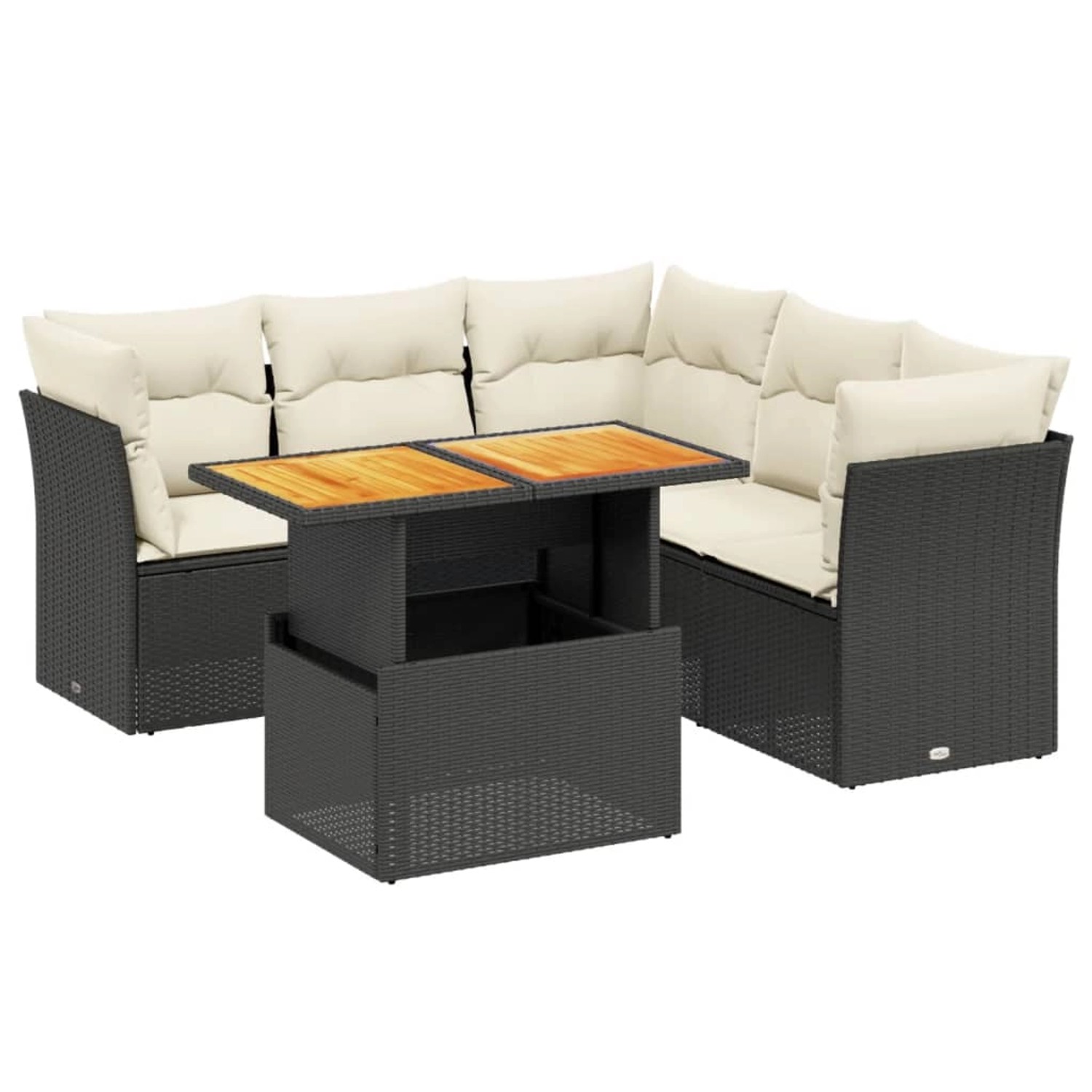 vidaXL 5-Tlg Garten-Sofagarnitur mit Kissen Schwarz Poly Rattan 3270825 günstig online kaufen