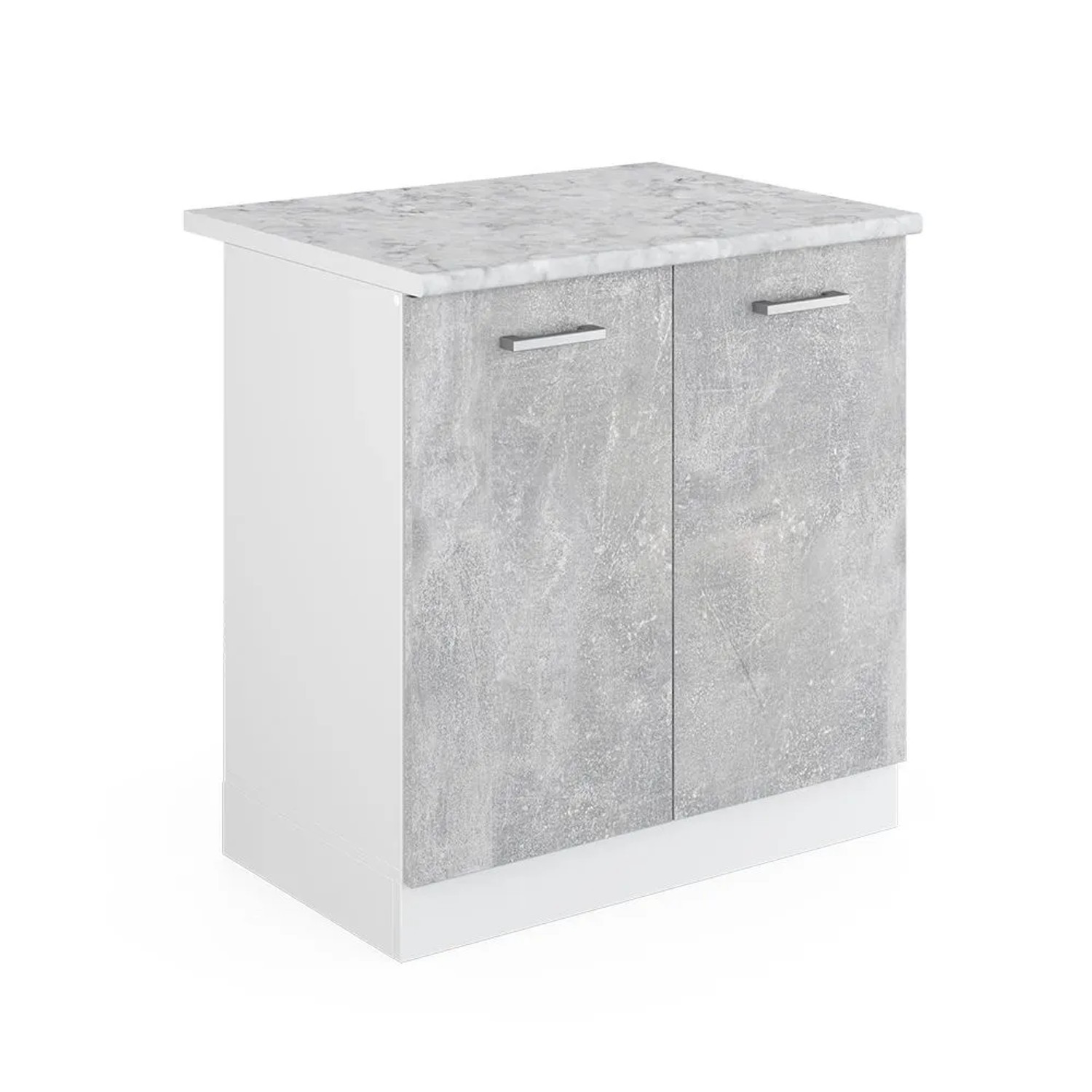 Vicco Spülenunterschrank R-Line Küchenunterschrank für die Spüle Beton Weiß 80 cm AP Marmor