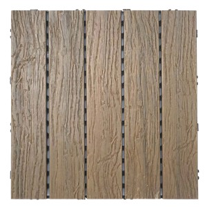 MCW WPC Bodenfliese, Holzoptik hellbraun, 50x50cm, 3D-Struktur für Balkon und Terrasse.