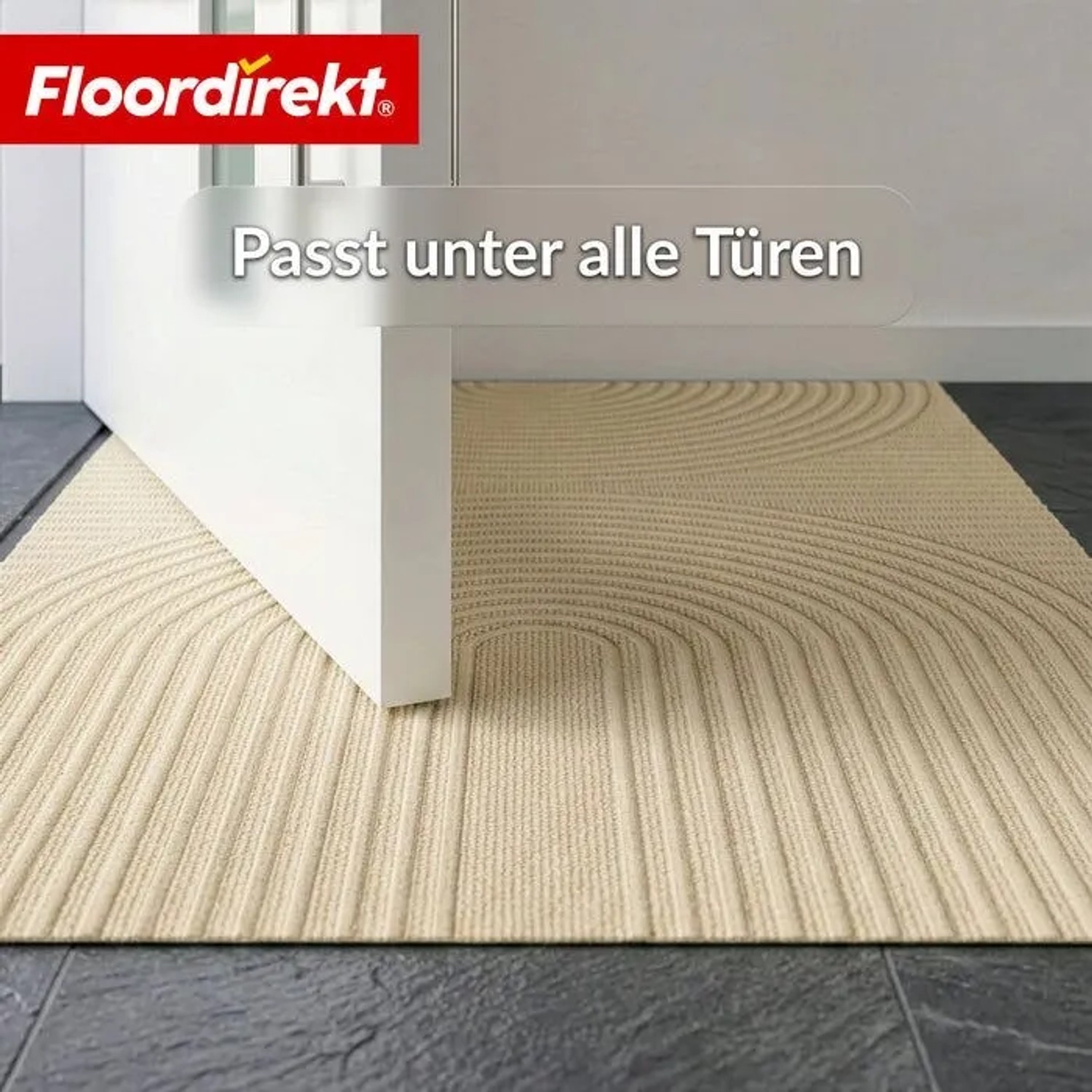 Floordirekt Schmutzfangmatte CIRCA Waschbar Rutschfest TPE-Rücken Beige Wellen 40 x 60 cm_3