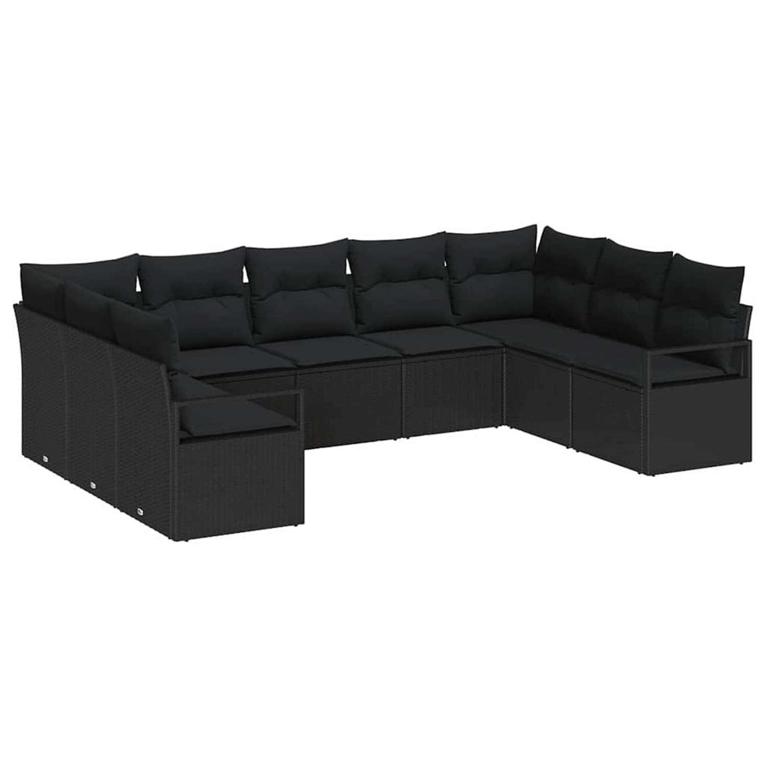 vidaXL Garten-Sofa-Set 9-Tlg Schwarz Poly Rattan 3346543 günstig online kaufen
