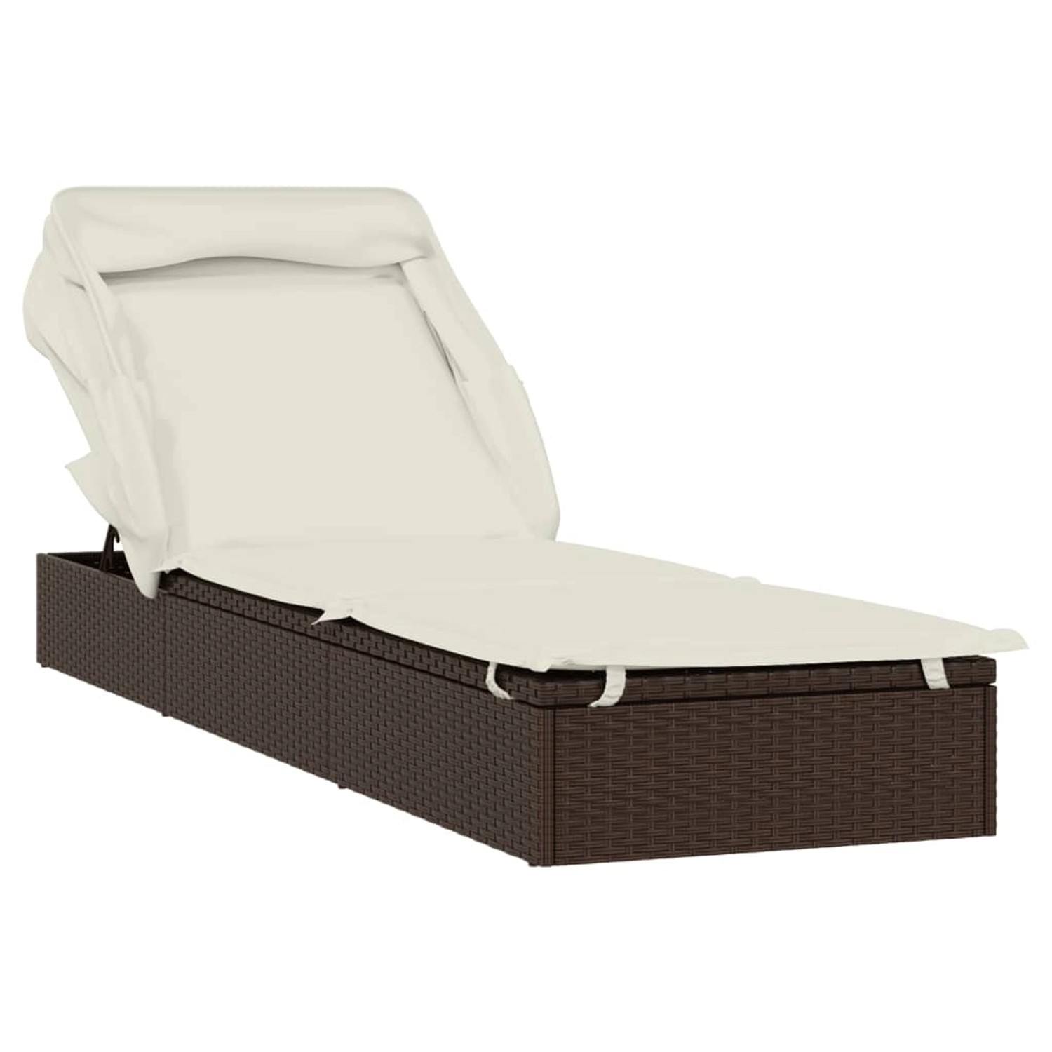 vidaXL Sonnenliege mit Faltdach Braun 213x63x97 cm Poly Rattan 319637 günstig online kaufen
