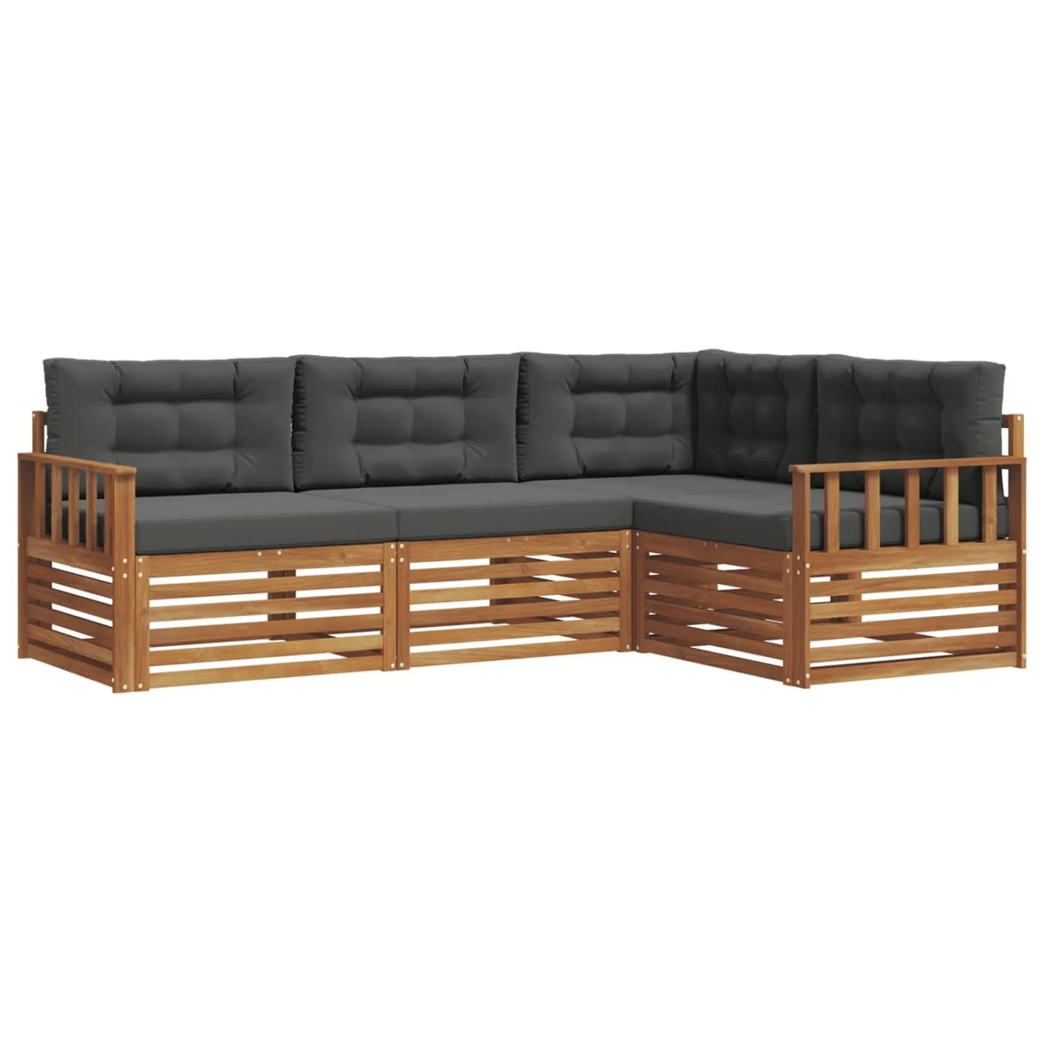 vidaXL Outdoor-Sofagarnitur mit Kissen 4-Tlg Natur und Anthrazit 3373372