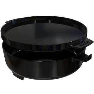 Schwarzer Weber 2in1 Dutch Oven & Pfanne aus emailliertem Gusseisen, ein Grillutensil.