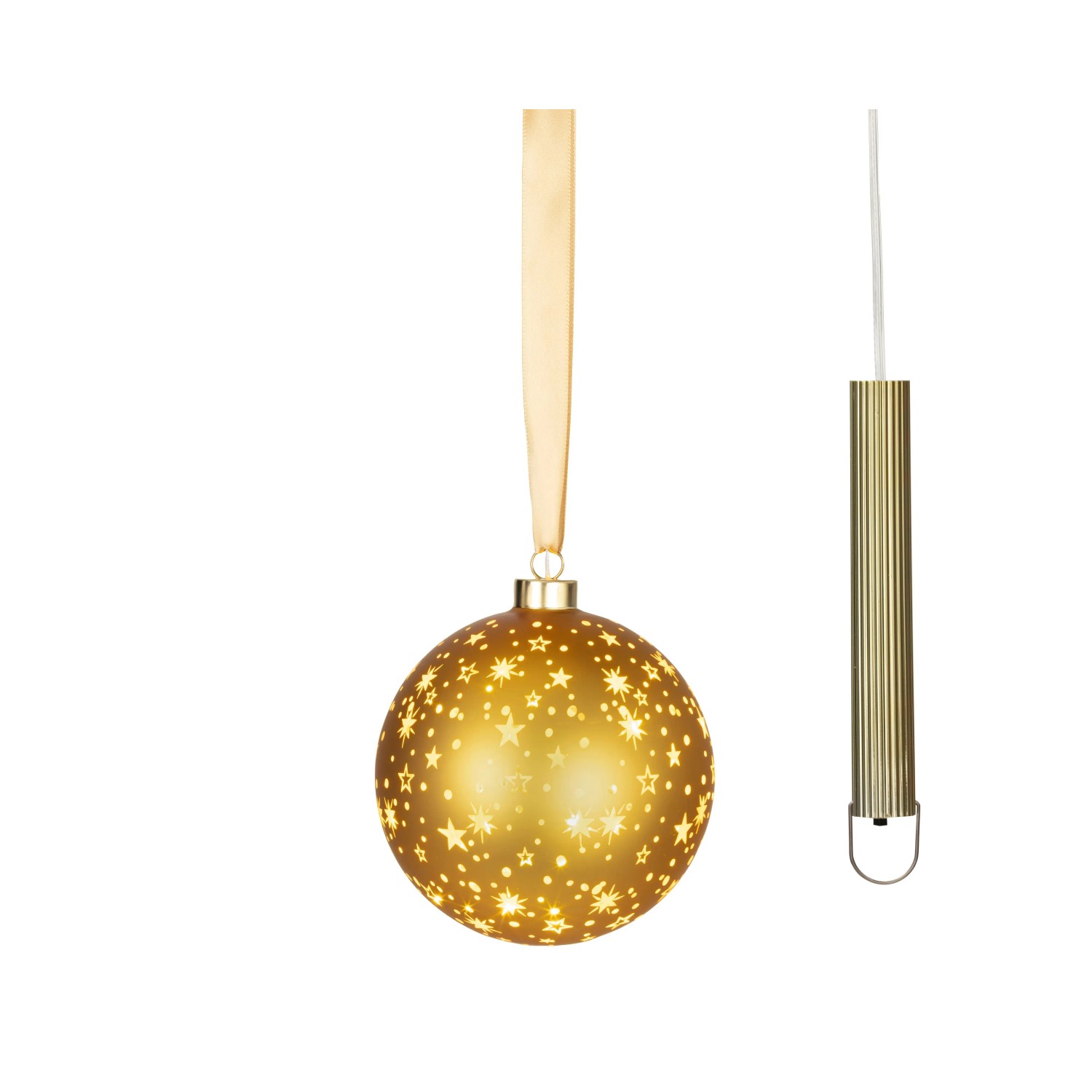 Lumineo LED-Glas-Weihnachtskugel Ø 14 cm Gold