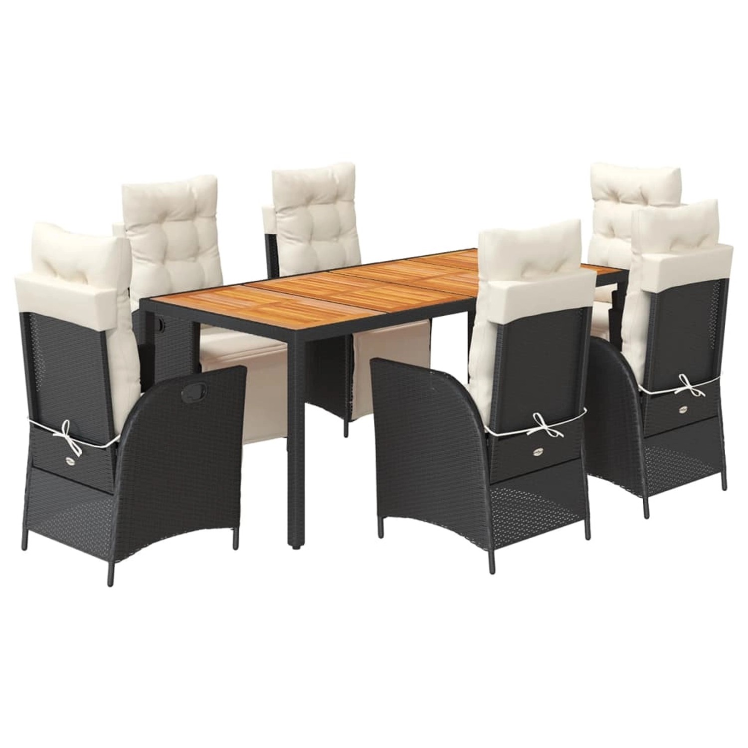 vidaXL 7-Tlg Garten-Essgruppe mit Kissen Schwarz Poly Rattan 3213336 günstig online kaufen