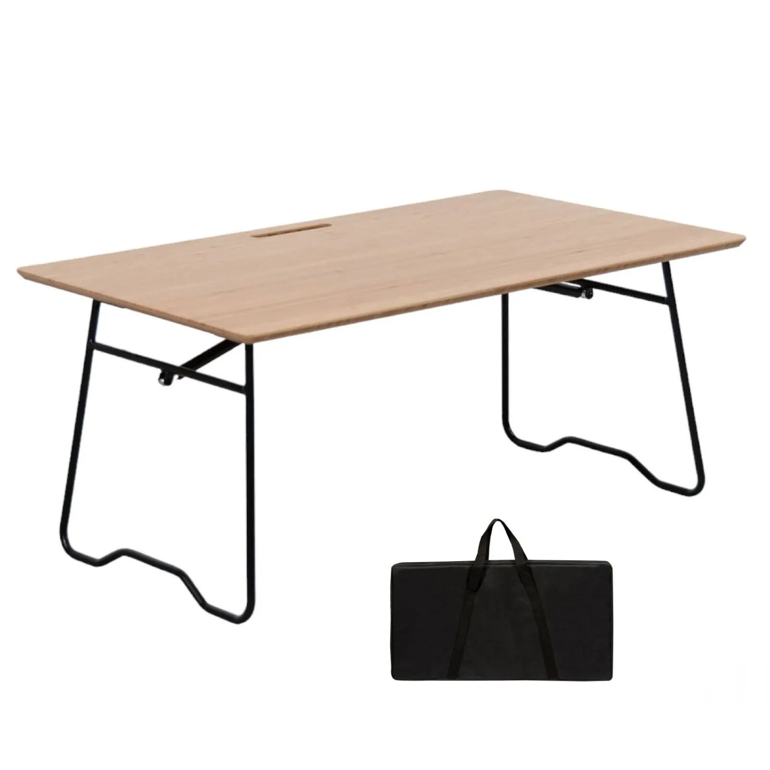 osoltus Campingtisch Low Blavand Bambus 78 X 45 Cm Gasdruckfeder