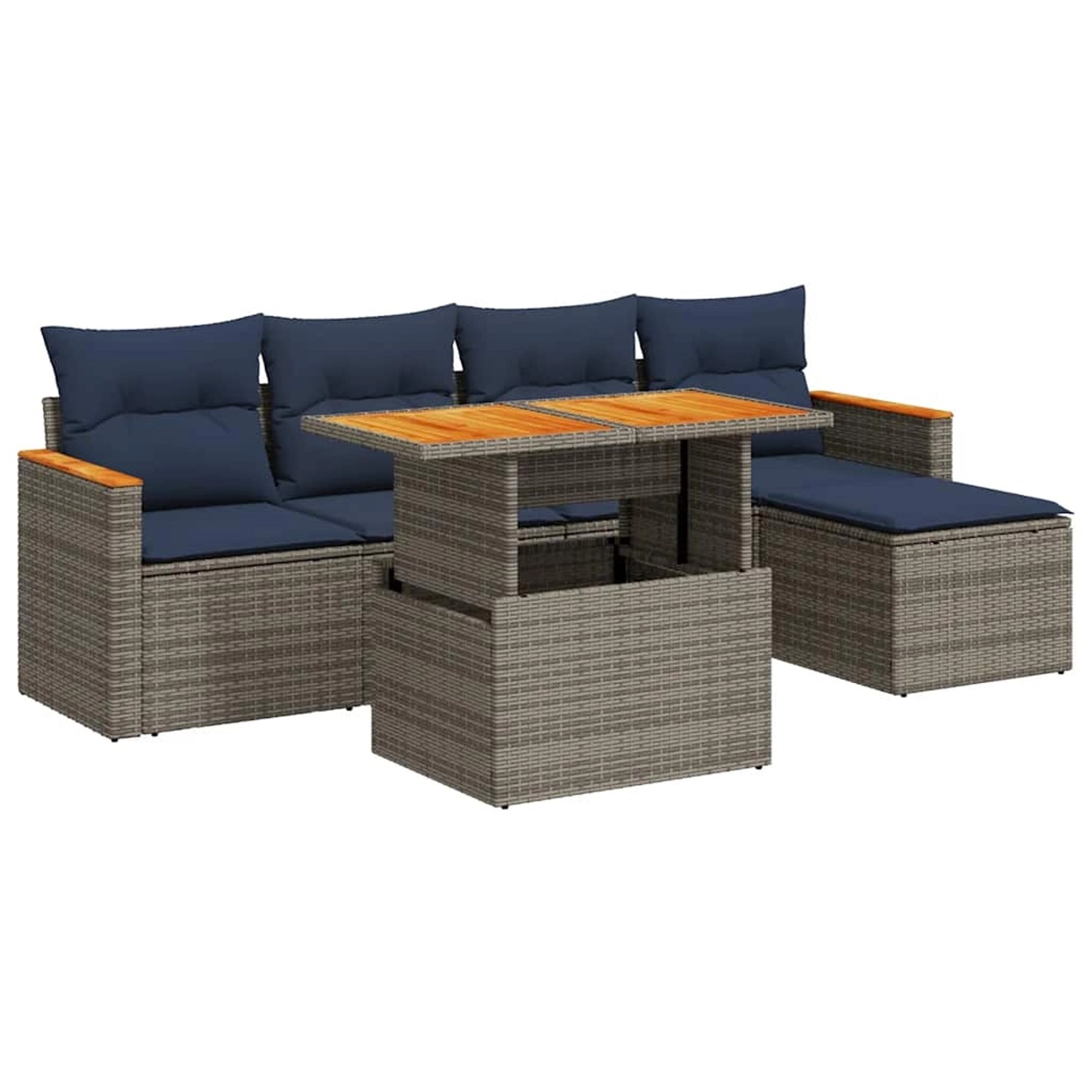 vidaXL 6-Tlg Garten-Sofagarnitur mit Kissen Grau Poly Rattan 3327477 günstig online kaufen