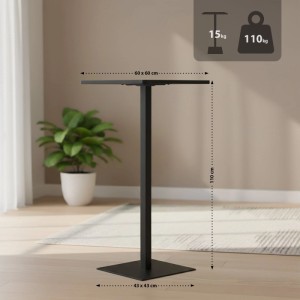 Schwarzer CLP Stehtisch Sharon mit quadratischer Holzplatte und Metallgestell. Maße: 60x60x110 cm. Ideal für Küche oder Bar.