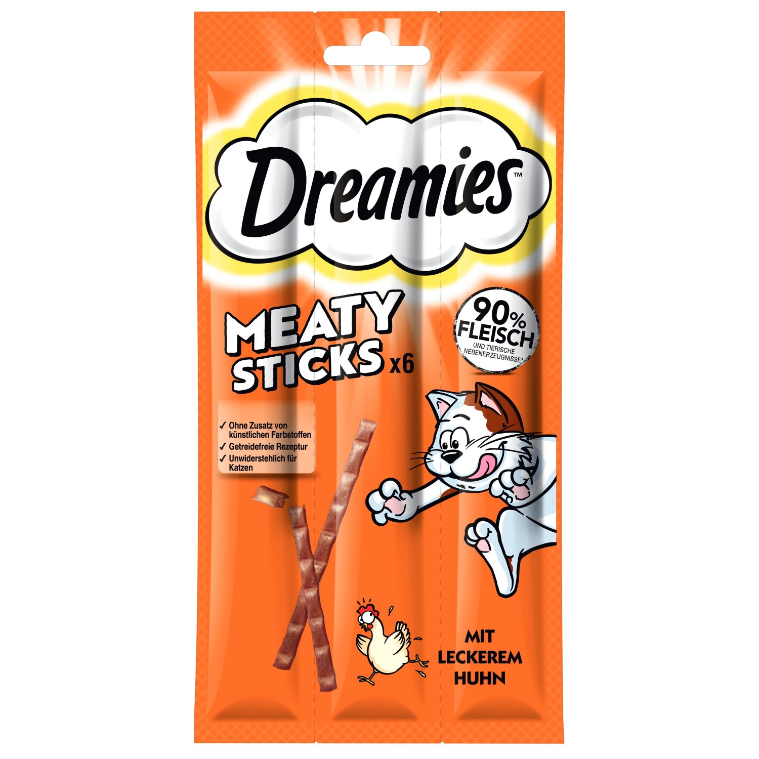 Dreamies Katzen-Ergänzungsfutter Meaty Sticks 6 Pack mit Huhn 30 g
