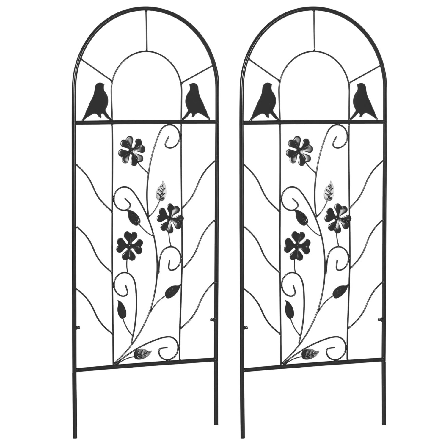 Furnicato Metallspaliere Set 2 Stück Schwarz 38b X 98h Cm