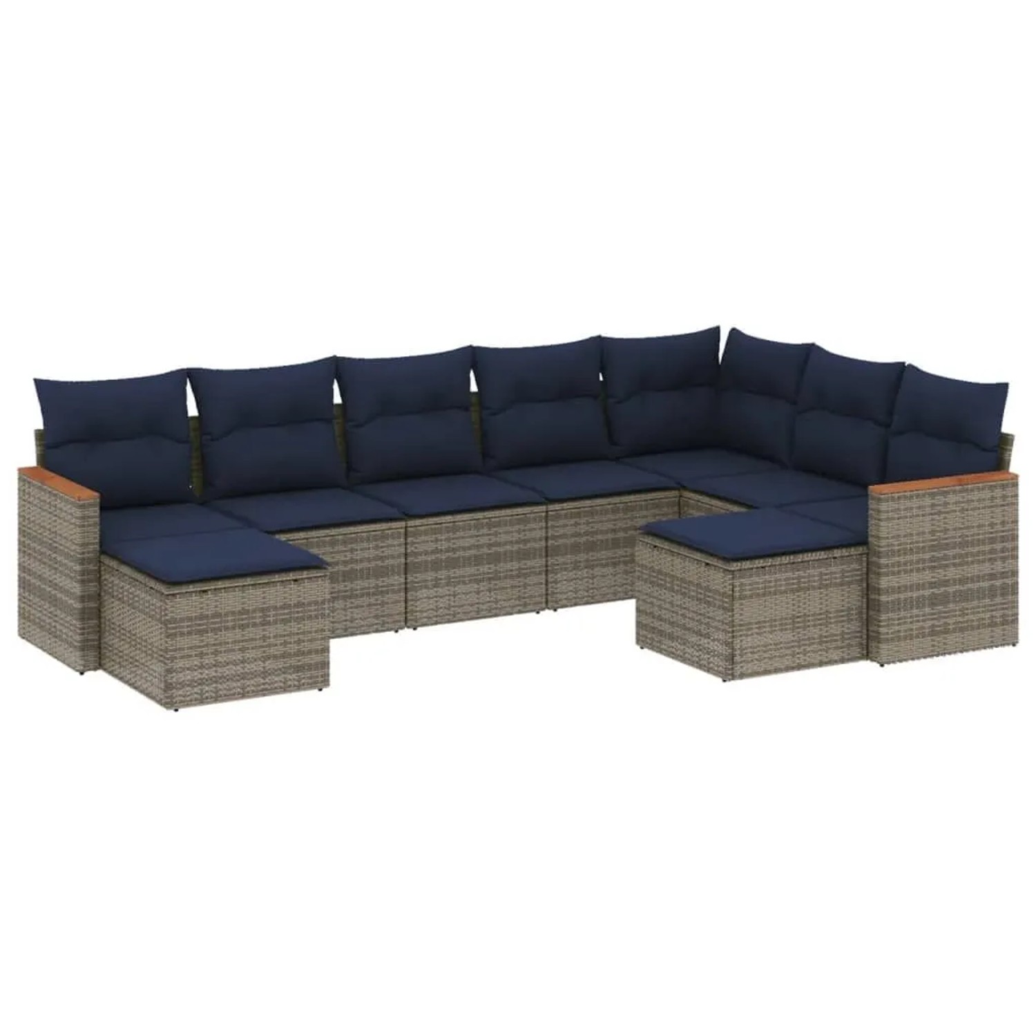 vidaXL 9-Tlg Gartensofa-Set mit Kissen Grau Polyrattan 3226544 günstig online kaufen